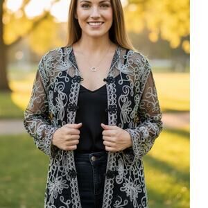 Jeannie mesh and embroidered Asian inspired jacket